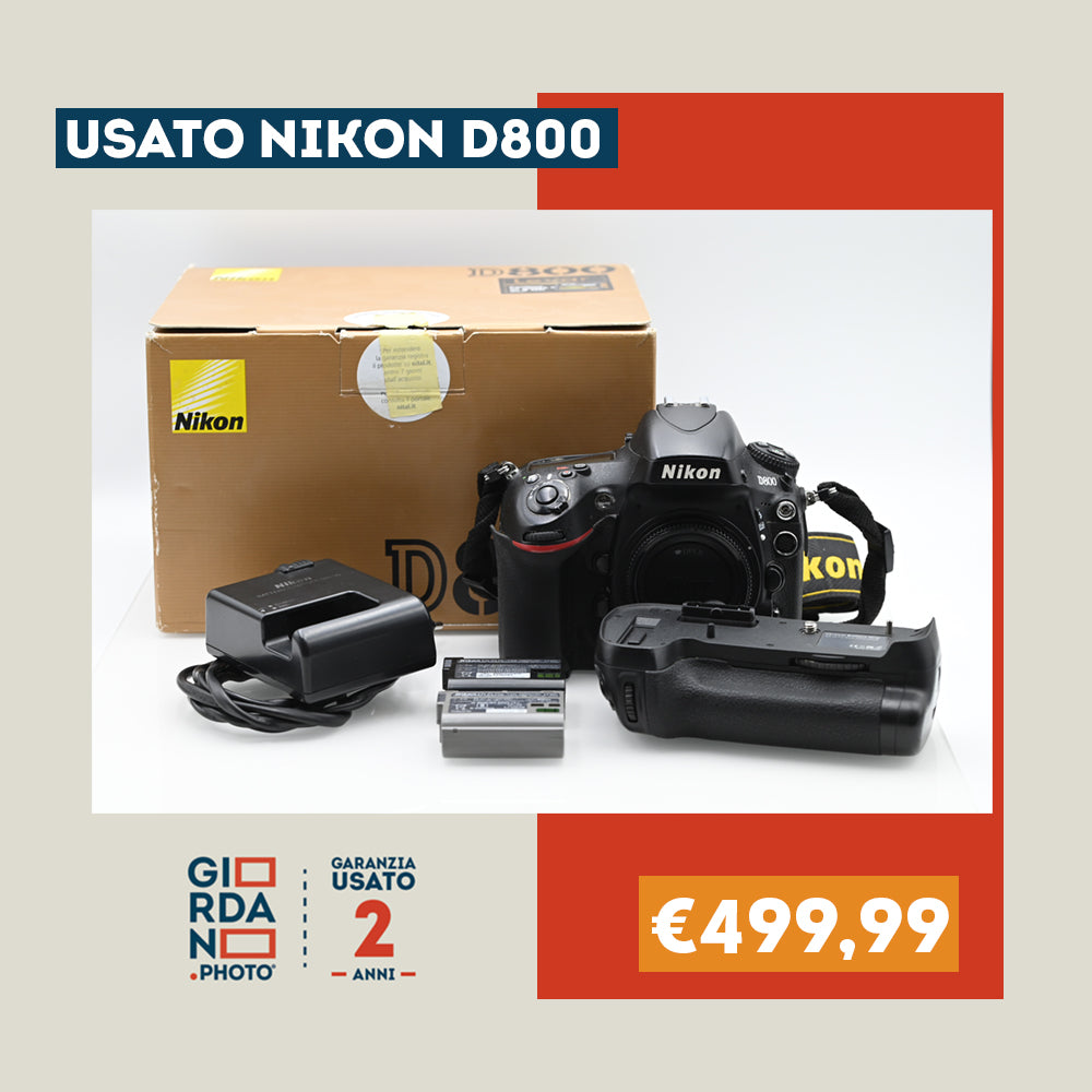 [Usato] Nikon D800 Body + Battery Grip + Batterie e Caricabatterie