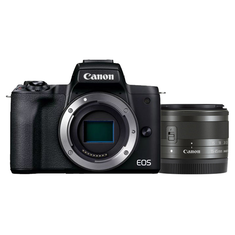 [usato] Canon EOS M50 Mark II nero + 15-45mm f/3.5-6.3 IS STM + batteria LP-E12 (3000 scatti)