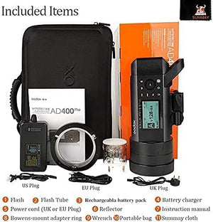 Godox AD400Pro Flash Portatile TTL 400Ws per Esterni – Flash da studio con batteria al litio e HSS