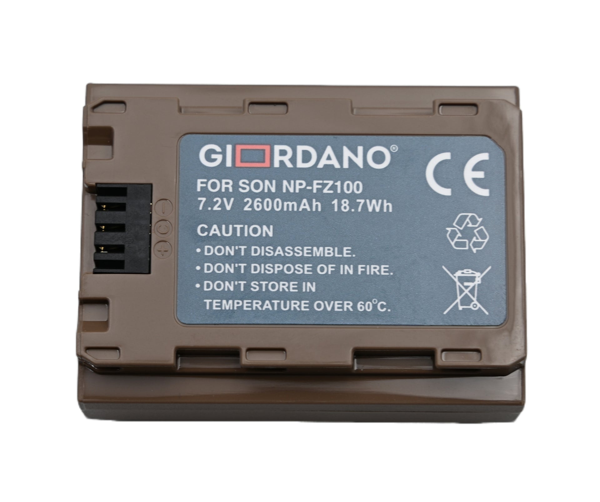 GIORDANO® Batteria al litio 2600mah USB-C compatibile Sony NP-FZ100 FZ100 A7 A7r A7s A9 A1 II III IV