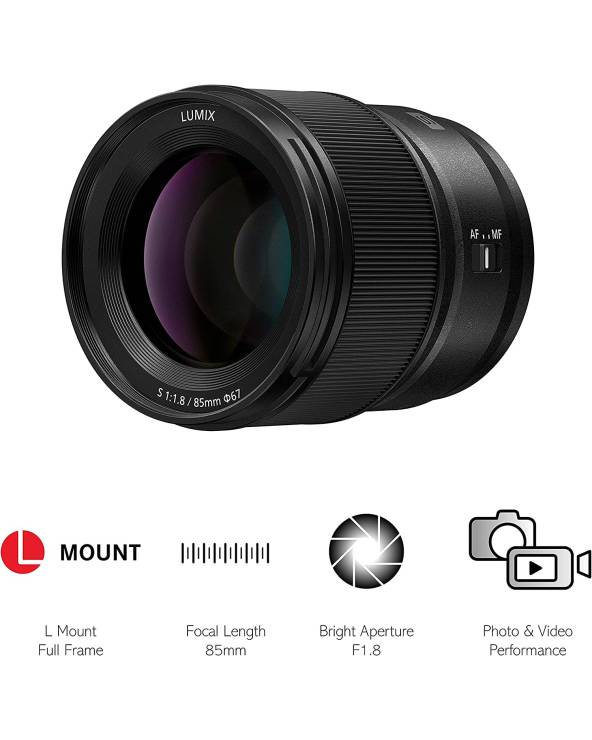 Panasonic Lumix S 85mm F1.8 obiettivo L-Mount full frame luminoso per ritratti e video professionali