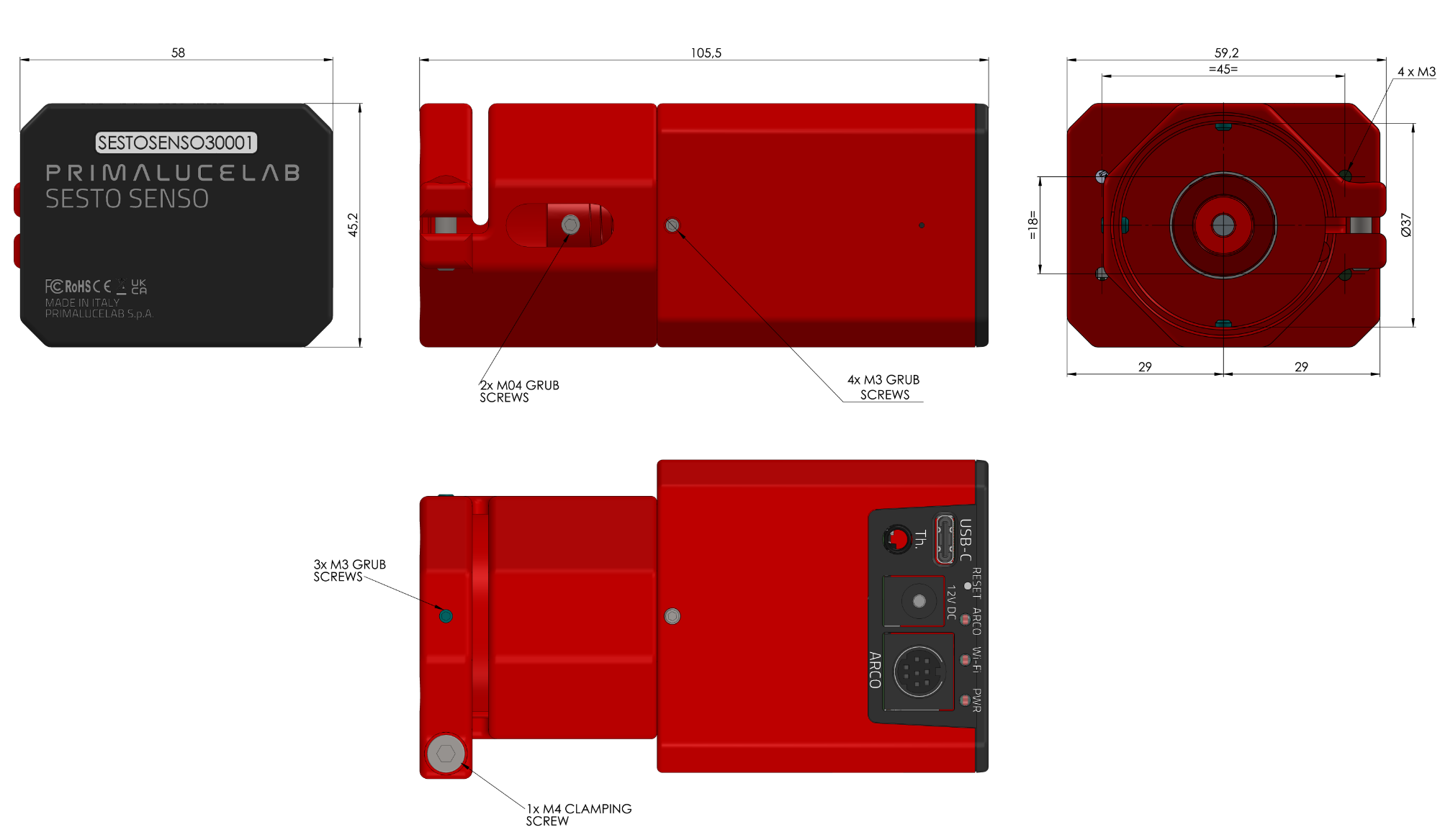 Motore di messa a fuoco robotico PrimaLuceLab SESTO SENSO 3 per focheggiatori esterni Crayford e a cremagliera, con connessione USB-C e Wi-Fi
