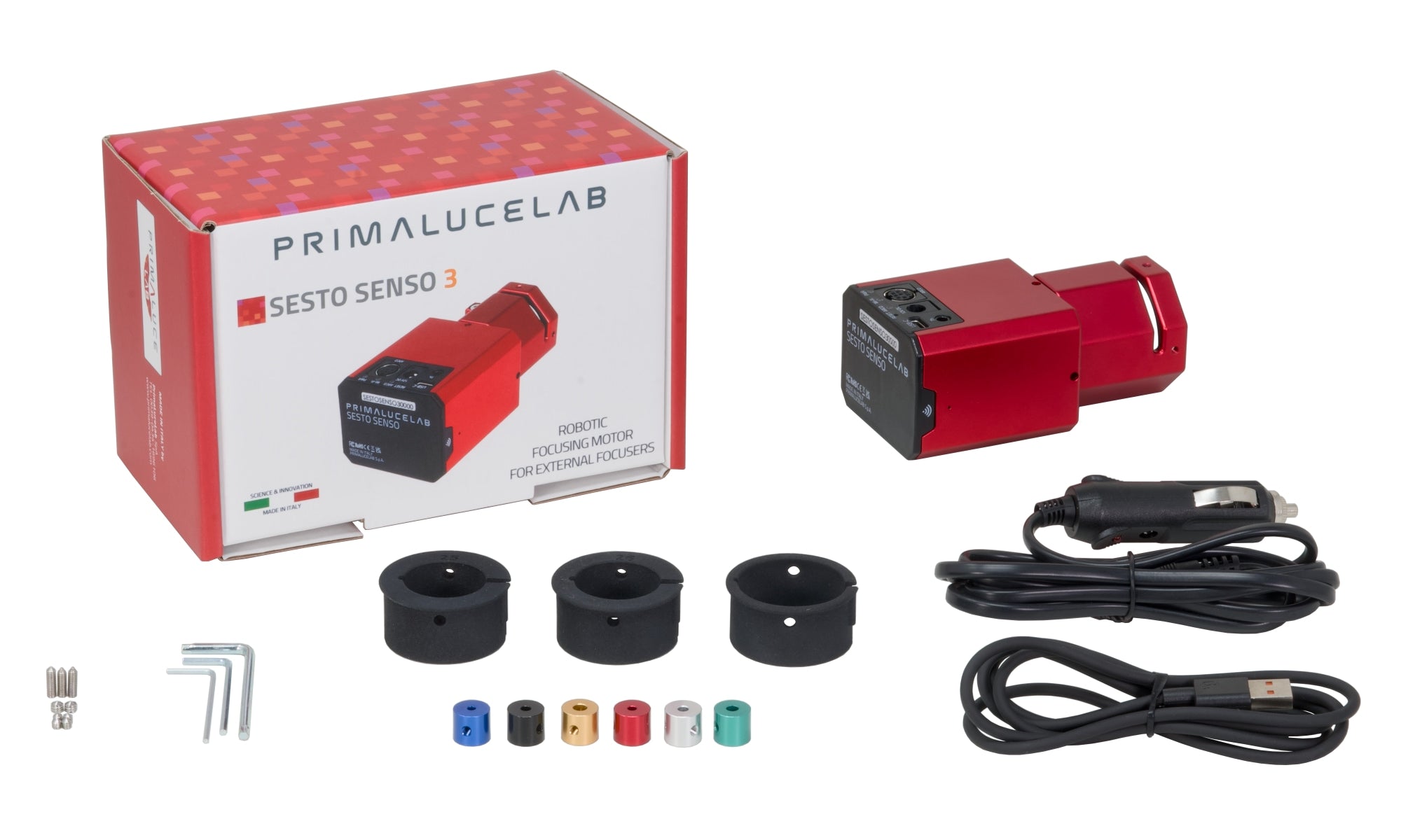 Motore di messa a fuoco robotico PrimaLuceLab SESTO SENSO 3 per focheggiatori esterni Crayford e a cremagliera, con connessione USB-C e Wi-Fi
