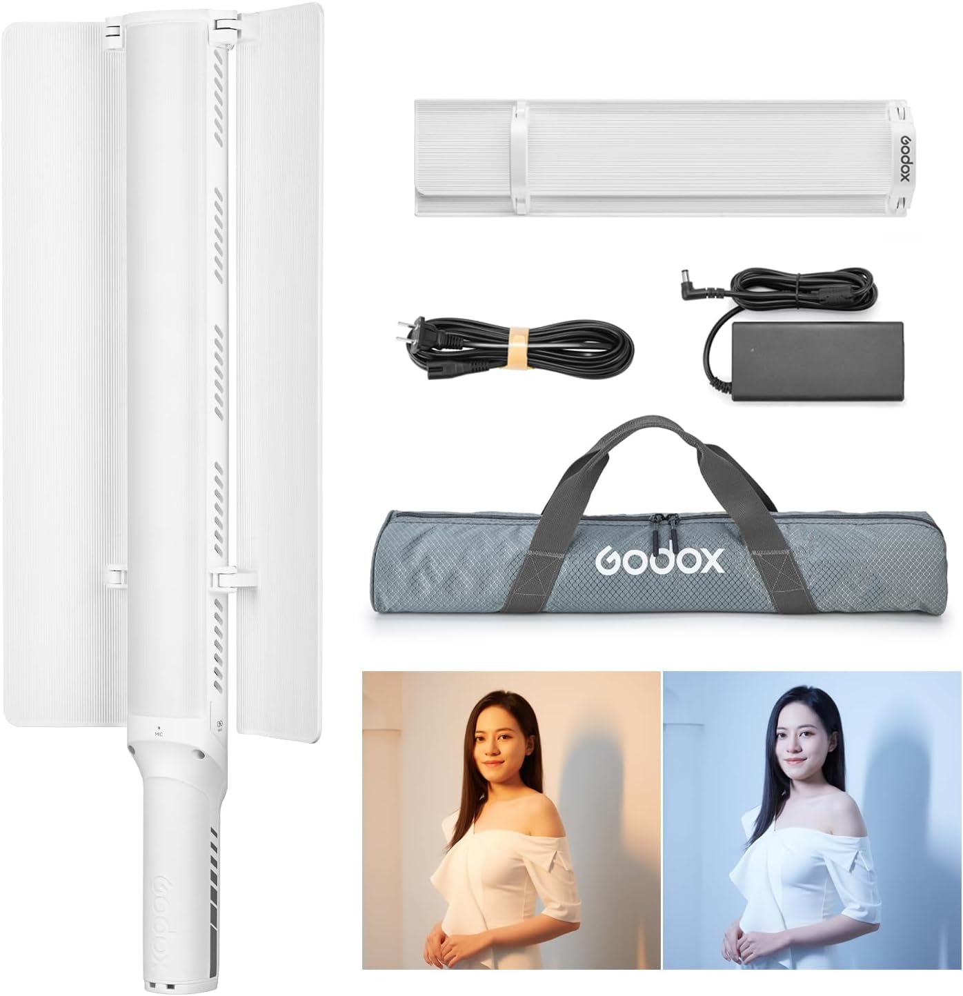 Godox LC1000Bi Lampada Luminosa a LED con supporto per porta e diffusore morbido,11 effetti luce