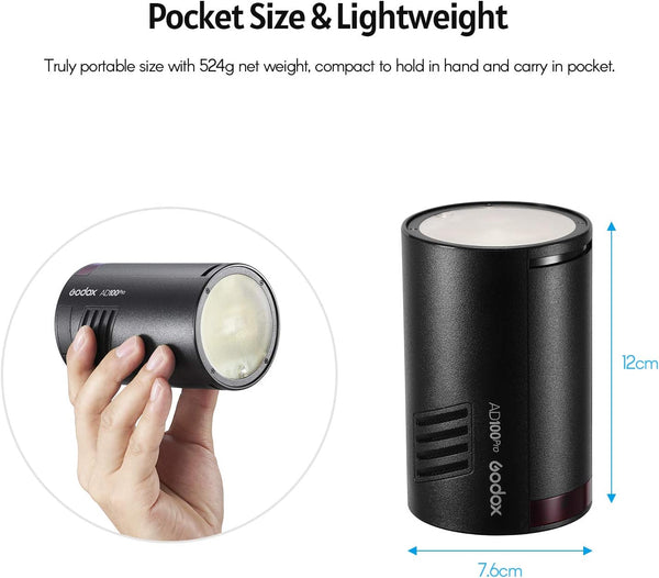 Godox AD100Pro flash 5800K 1/8000s Sync Sistema X wireless 2.4G integrato, 2600mAh