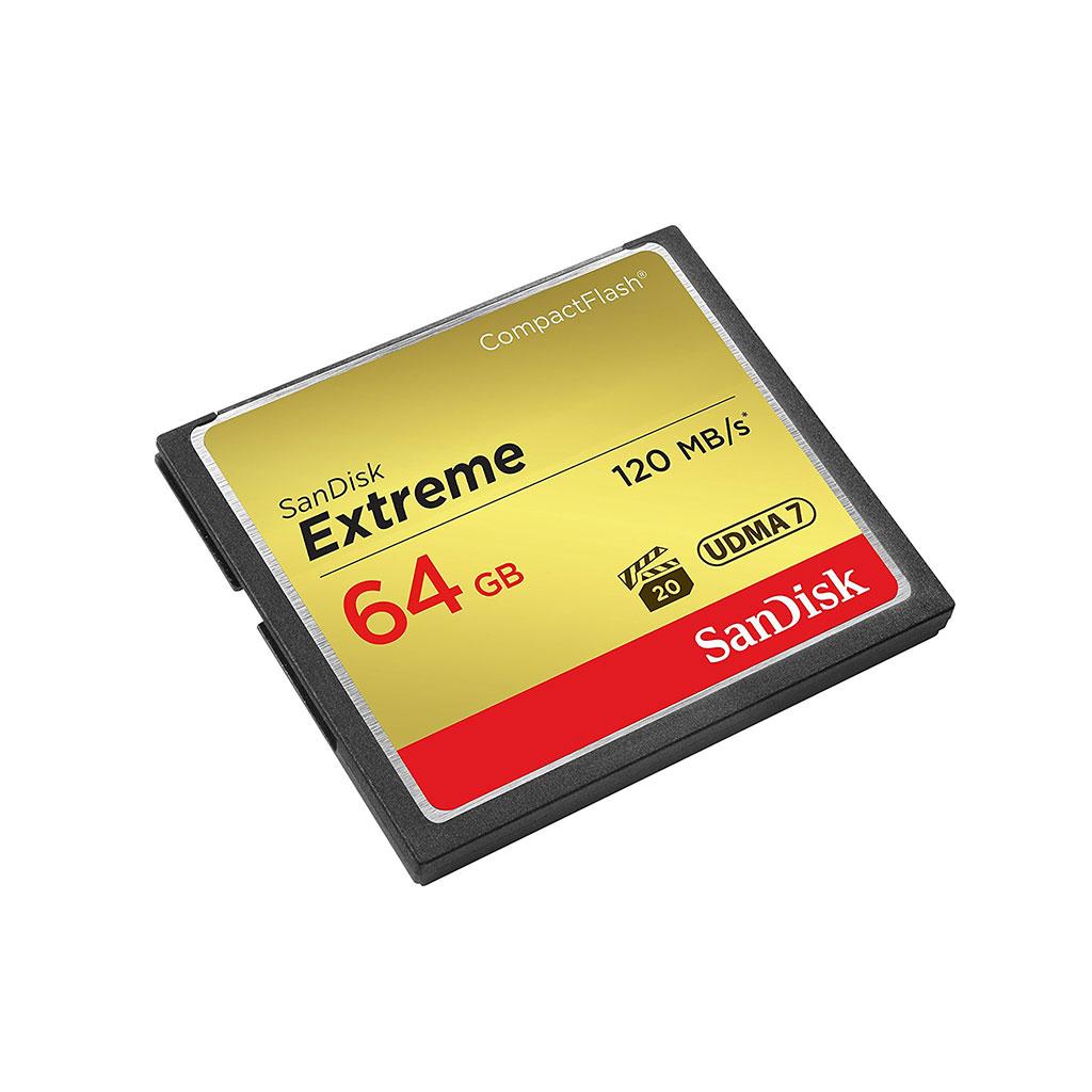SanDisk Extreme CF Compact Flash Scheda di Memoria 64GB, Fino a 120MB/s