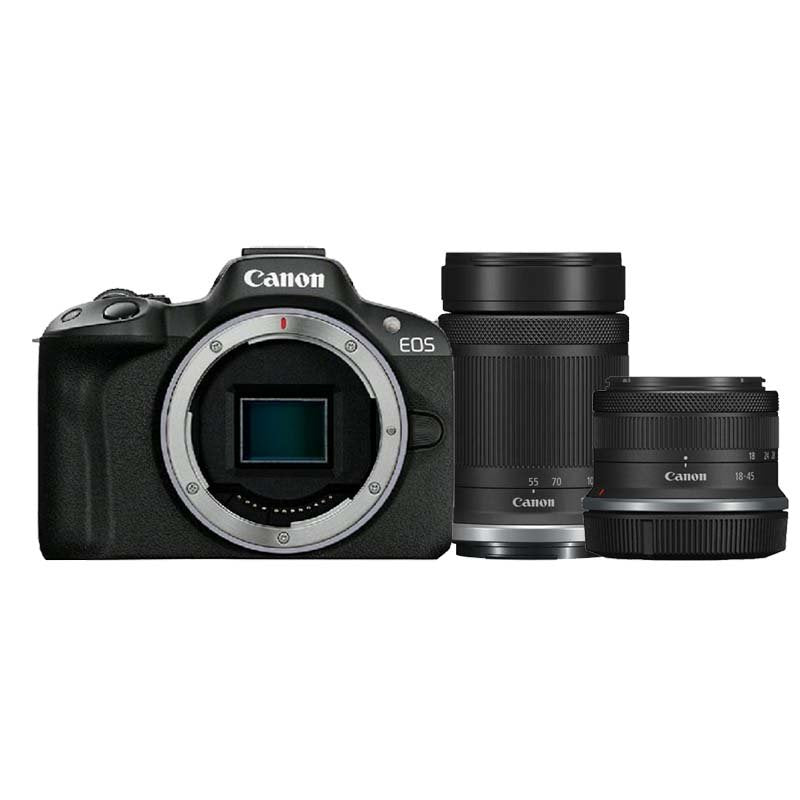 Canon EOS R50 + Canon RF-S 18-45mm F/4.5-6.3 IS STM + Canon RF-S 55-210mm F/5-7.1 IS STM