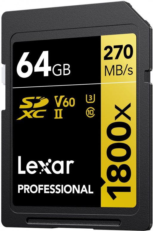 Lexar Scheda SD Professional SDXC Oro 64GB 1800x UHS-II V60