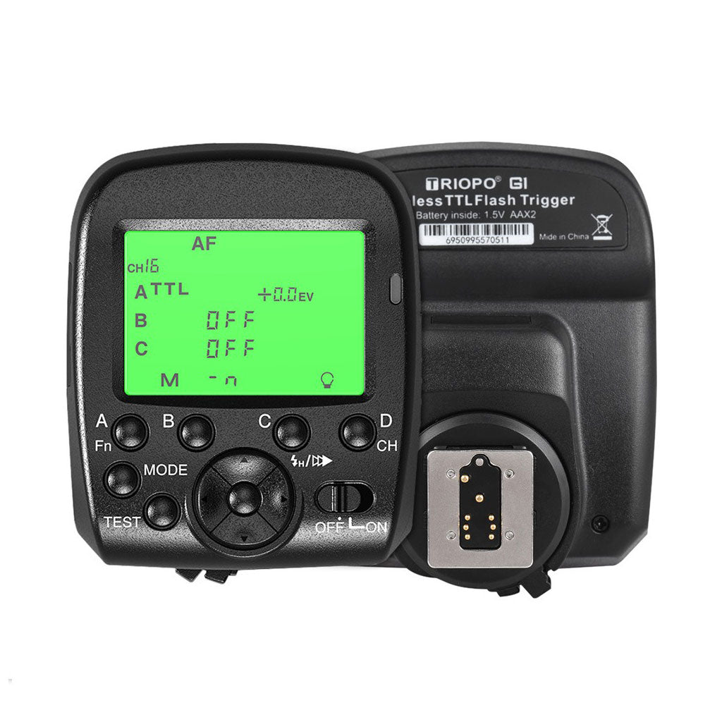 Triopo G1 Trasmettitore Trigger Wireless TTL per F1-400, F1-600 per Canon Eos e Nikon