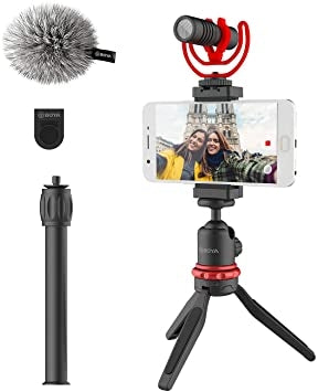 Boya BY-VG330 VLog Streamer Kit BY-MM1 Microfono + BY-C12 Supporto Smartphone + Mini Treppiede da Tavolo