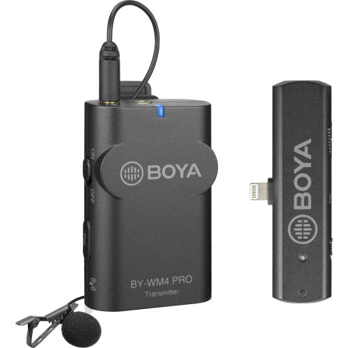 Boya BY-WM4 PRO-K3 Kit Sistema Microfono Wireless 2,4GHz VHF, Ricevitore Lighting + Trasmettitore con Lavalier Pulce
