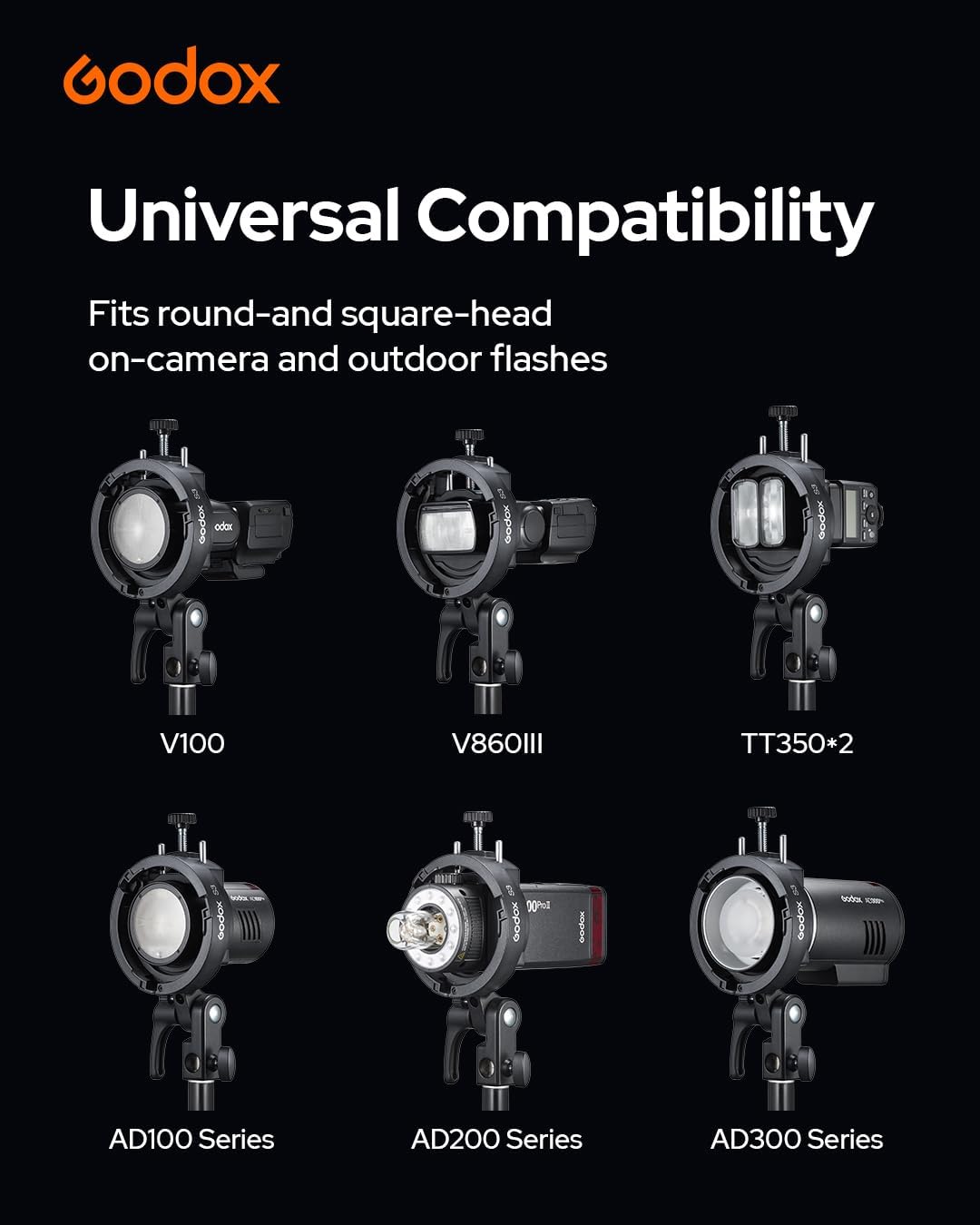 Godox S3 Flash Bowens Bracket - Universal Speedlite Holder