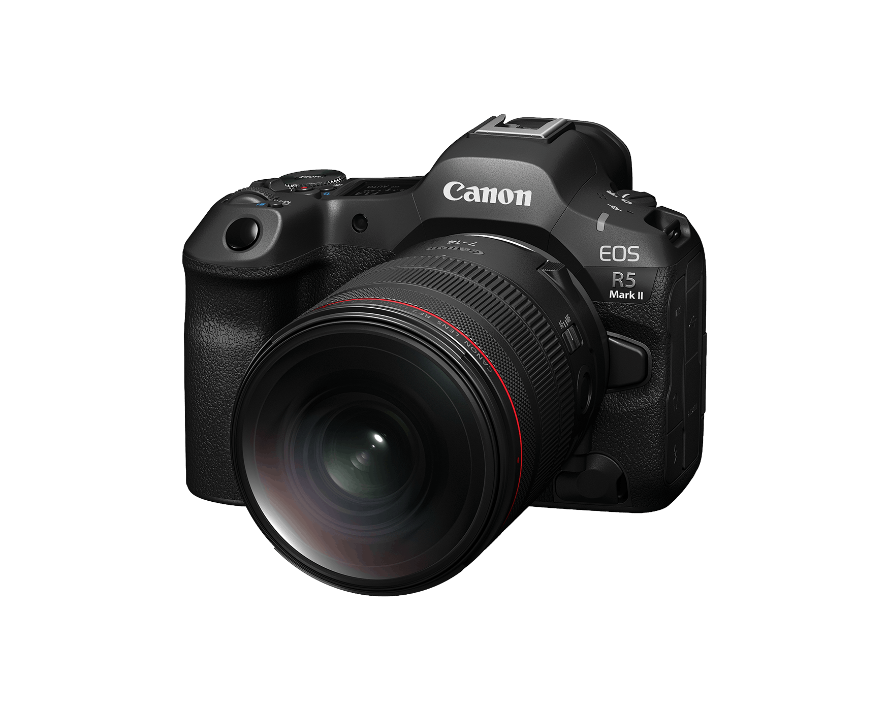 Canon RF 7-14mm F2.8-3.5 L Fisheye STM montato su una fotocamera mirrorless Canon EOS R, per dare l'idea delle dimensioni reali