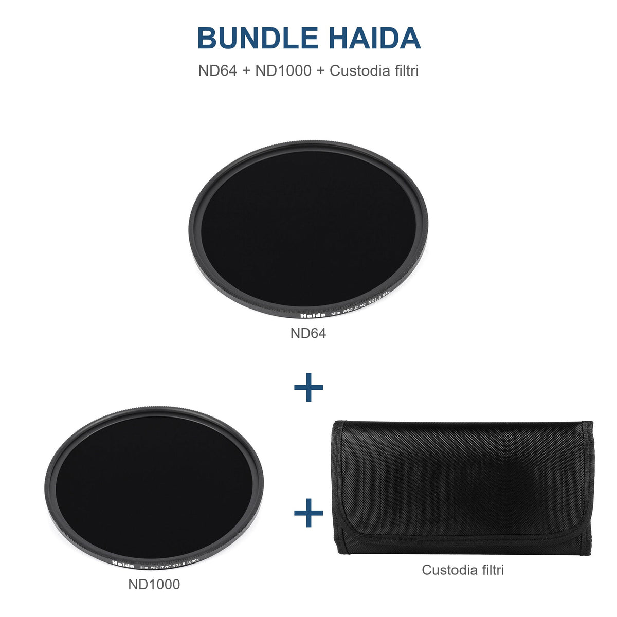 Bundle Haida Filtri ND 82 mm per Lunghe Esposizioni (ND64 + ND1000) + Custodia
