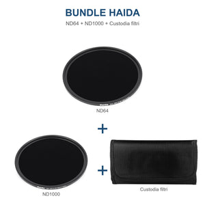 Bundle Haida Filtri ND 82 mm per Lunghe Esposizioni (ND64 + ND1000) + Custodia