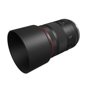 Canon RF 85mm F1.4 L VCM con il paraluce tondo ET-73C in dotazione montato in posizione di lavoro
