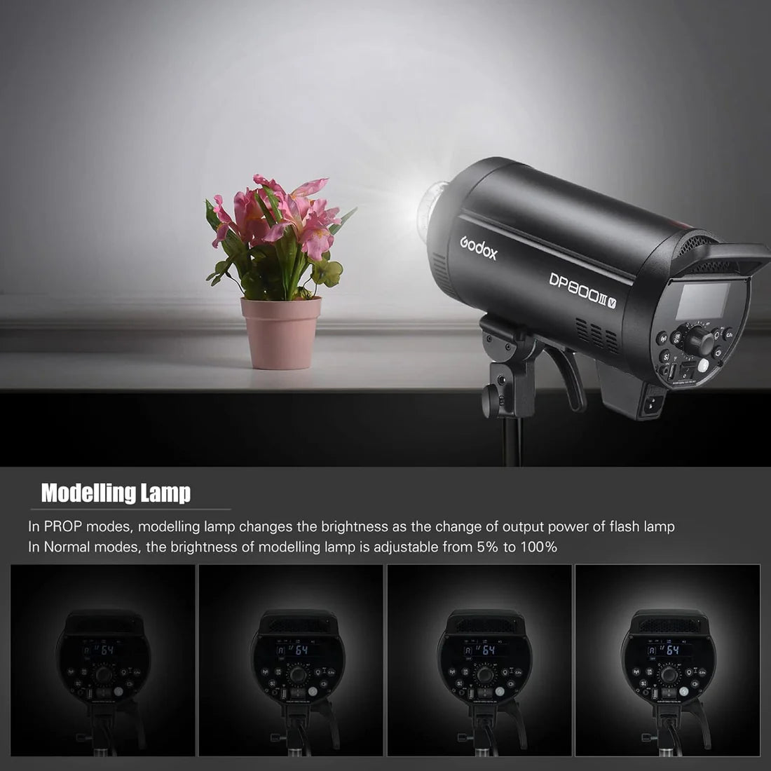 Godox DP800III-V – Flash Professionale da Studio 800Ws con Luce LED di Modellazione e Sistema Radio 2.4G