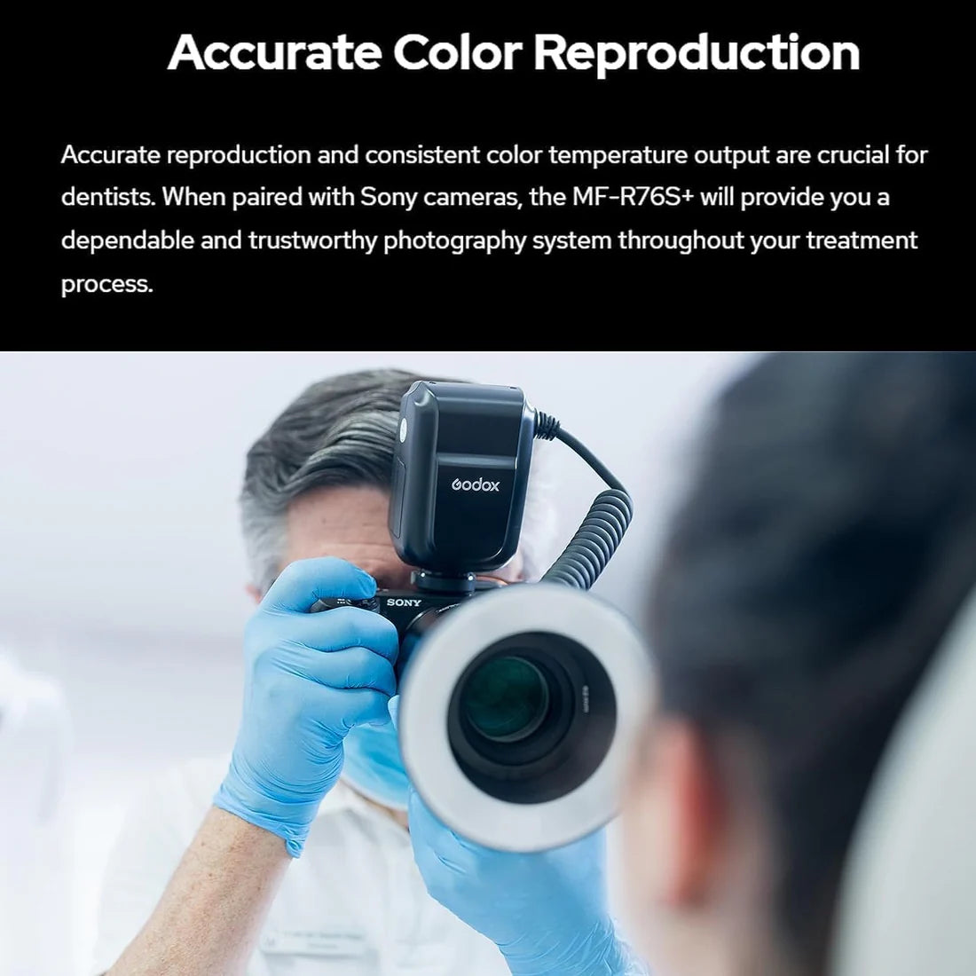 Godox MF-R76S+ Flash Macro Dentale TTL per Sony – Illuminatore Anulare Professionale con Batteria Ricaricabile