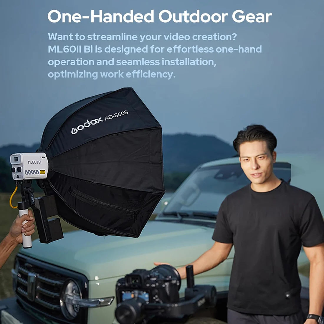 Godox ML60II Bi Illuminatore a LED Bi-Color 2800–6500K Kit 1 con AK-B01 – Luce continua portatile professionale