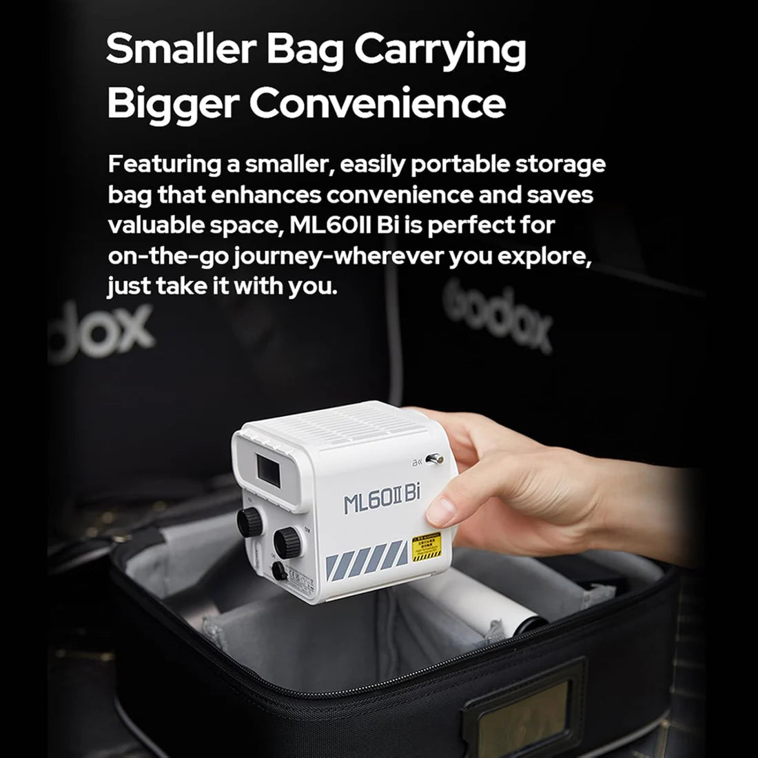 Godox ML60II Bi Illuminatore a LED Bi-Color 2800–6500K Kit 1 con AK-B01 – Luce continua portatile professionale