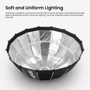Godox QR-P90T Softbox Parabolico 90 cm con Griglia a Nido d’Ape e Attacco Bowens – Luce morbida e controllata