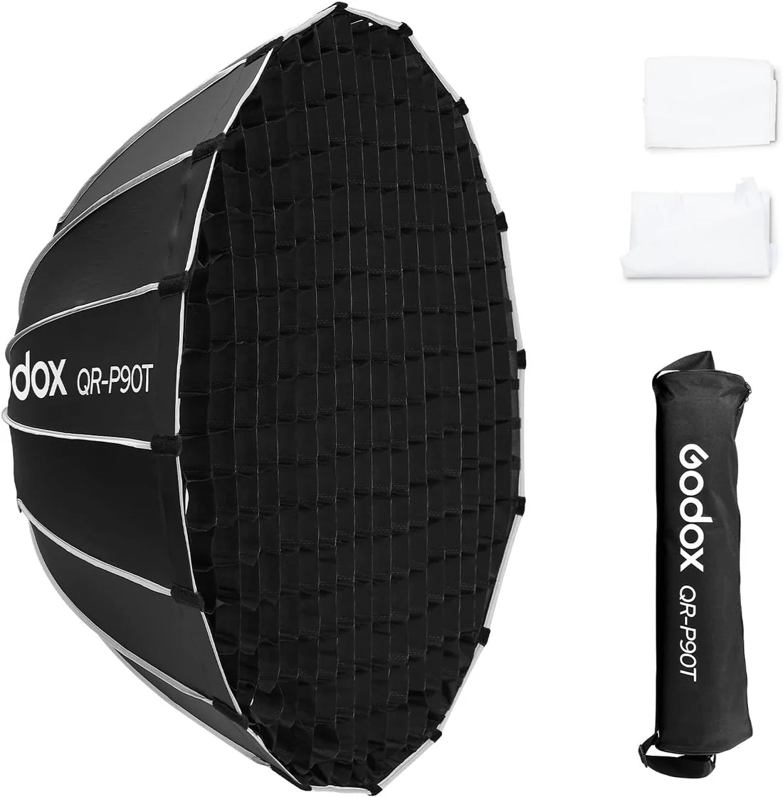 Godox QR-P90T Softbox Parabolico 90 cm con Griglia a Nido d’Ape e Attacco Bowens – Luce morbida e controllata