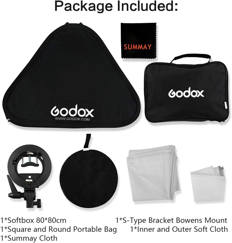 Godox SFUV-G8080 – Softbox 80 cm con Griglia + S-Bracket per Flash da Slitta