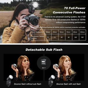 Godox V100 flash TTL HSS con batteria al litio per Canon Nikon Sony Fujifilm Olympus Panasonic
