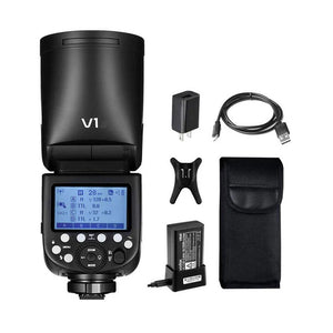 Godox V1 flash a slitta TTL HSS con testa rotonda per Canon Nikon Sony Fujifilm Olympus Panasonic