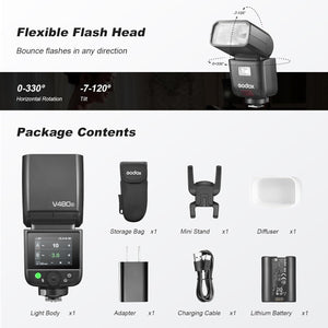Godox V480 Flash a Slitta TTL HSS al Litio per Canon, Sony, Nikon, Fujifilm e Panasonic – GN60 professionale