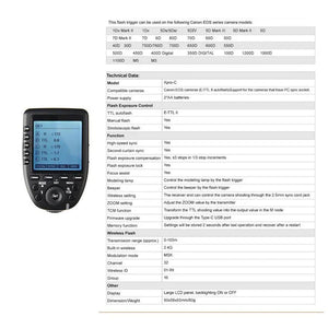 Godox XPro-C trasmettitore trigger E-TTL II 2.4GHz per Canon EOS