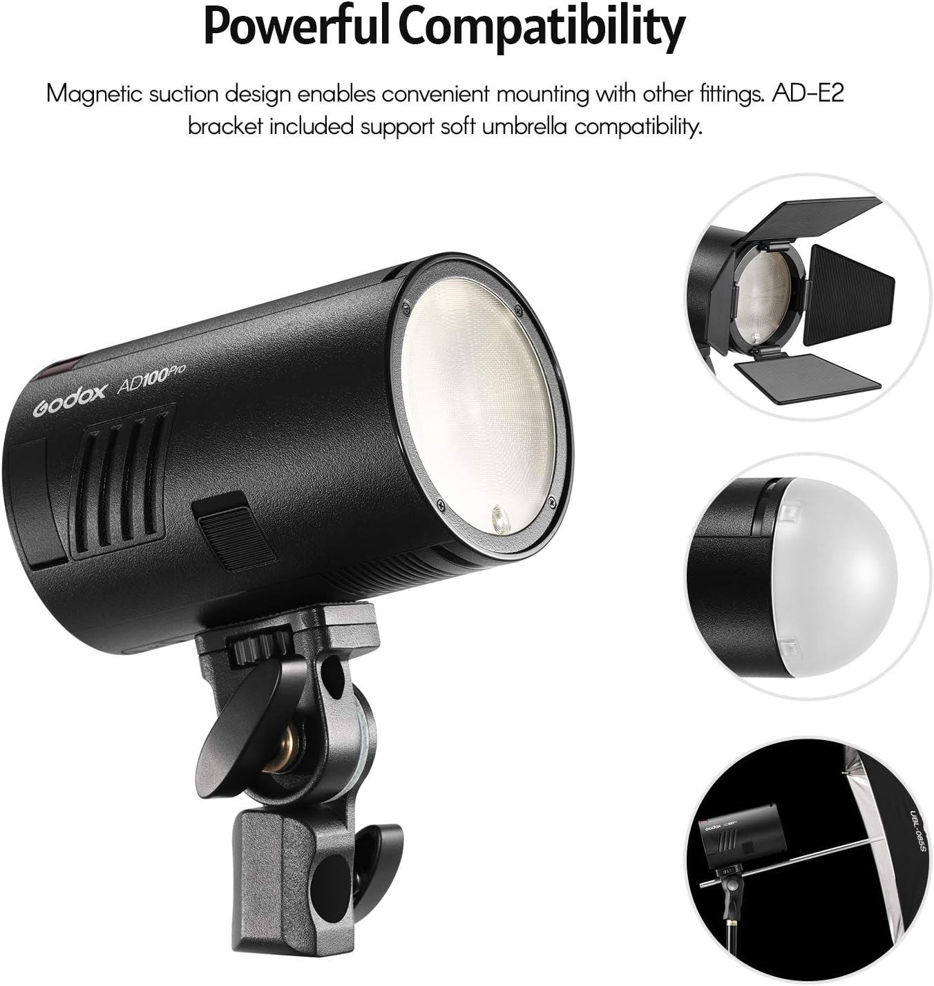 Godox AD100Pro flash 5800K 1/8000s Sync Sistema X wireless 2.4G integrato, 2600mAh