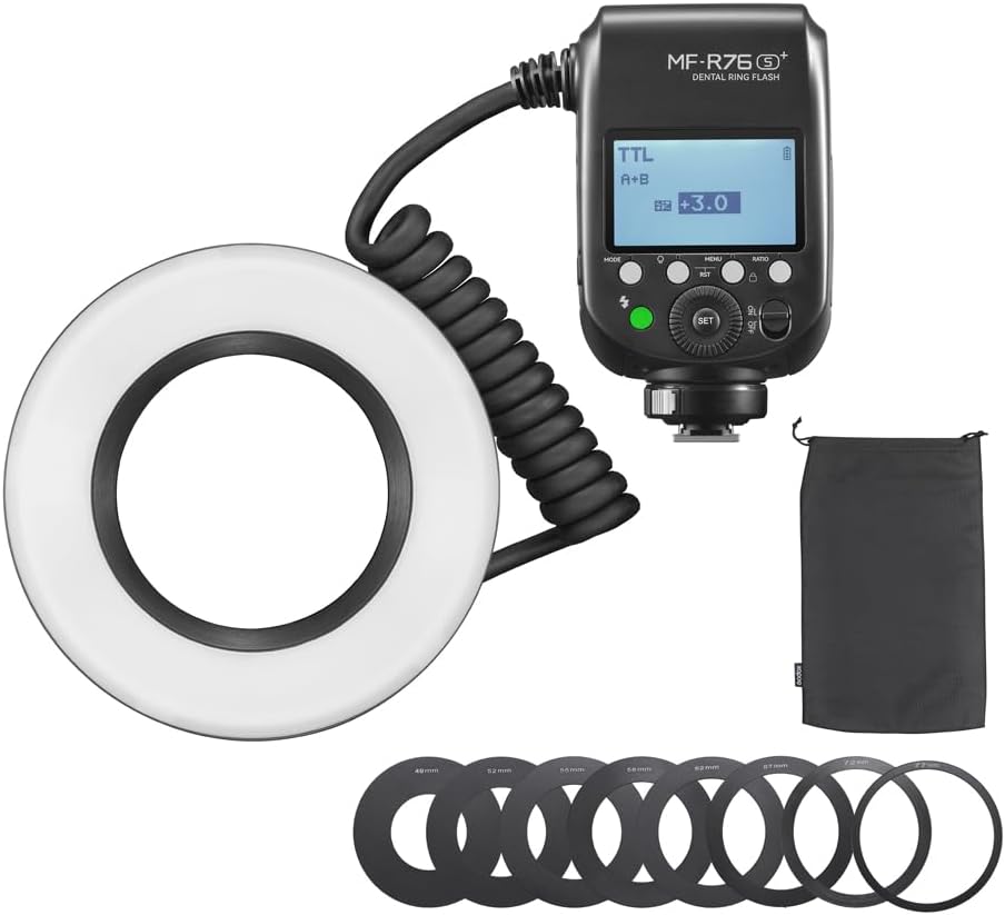 Godox MF-R76S+ Flash ad anello con modalità TTL per fotografia intraorale, Compatibile Sony Canon Nikon Panasonic Fuji