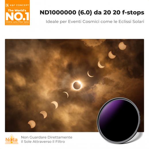 K&F Concept Nano-Xcel Filtro ND1000000 20 Stop per Eclissi - 82 mm