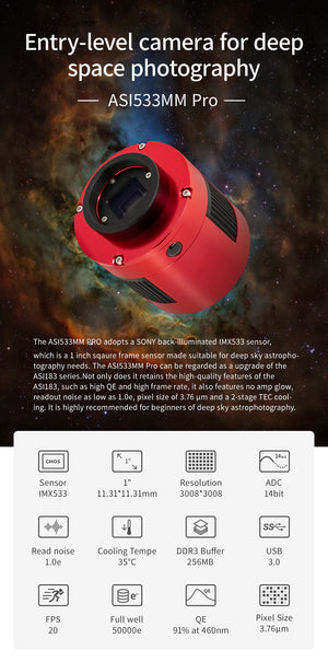 ZWO ASI533MM Pro fotocamera astronomica monocromatica