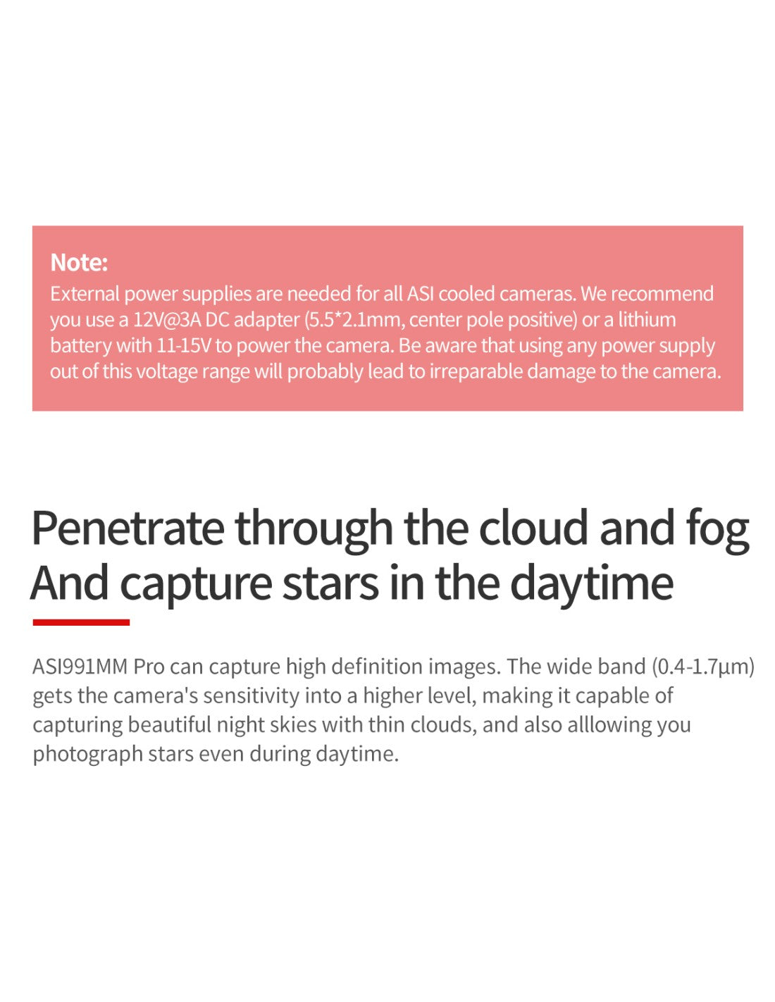 ZWO ASI991MM-P camera astronomica NIR SWIR con sensore InGaAs