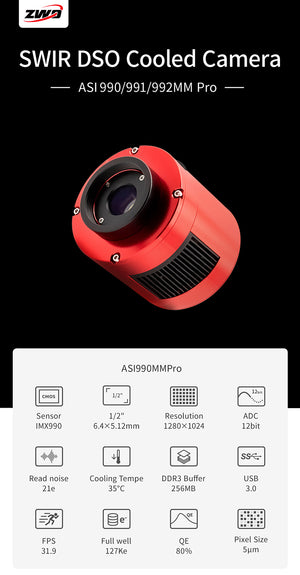 ZWO ASI992MM-P camera NIR SWIR InGaAs raffreddata