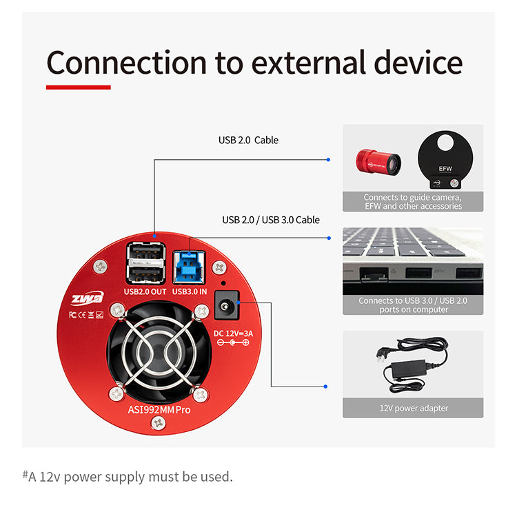 ZWO ASI992MM-P camera NIR SWIR InGaAs raffreddata
