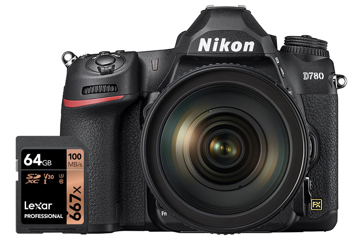 Nikon D780 Camera + AF-S 24-120 f4/G ED VR + SD 64GB Lexar Pro 800x - 4 YEAR NITAL WARRANTY ITALY