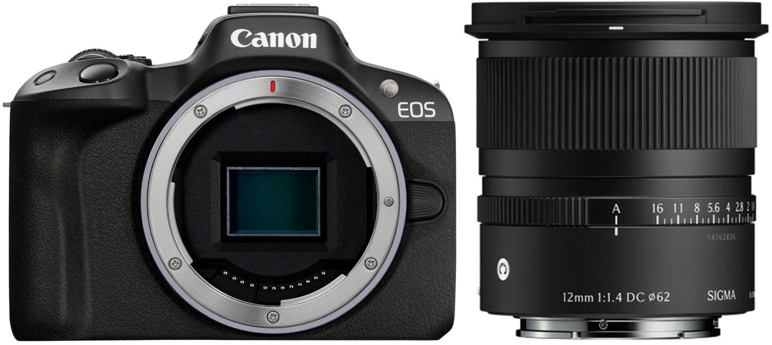 Canon EOS R50 black + Sigma 12mm f/1.4 DC (C) | Obiettivo a Focale Fissa per Canon EOS R