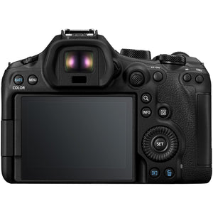 Canon EOS R6 Mark III, retro con monitor touchscreen e mirino elettronico