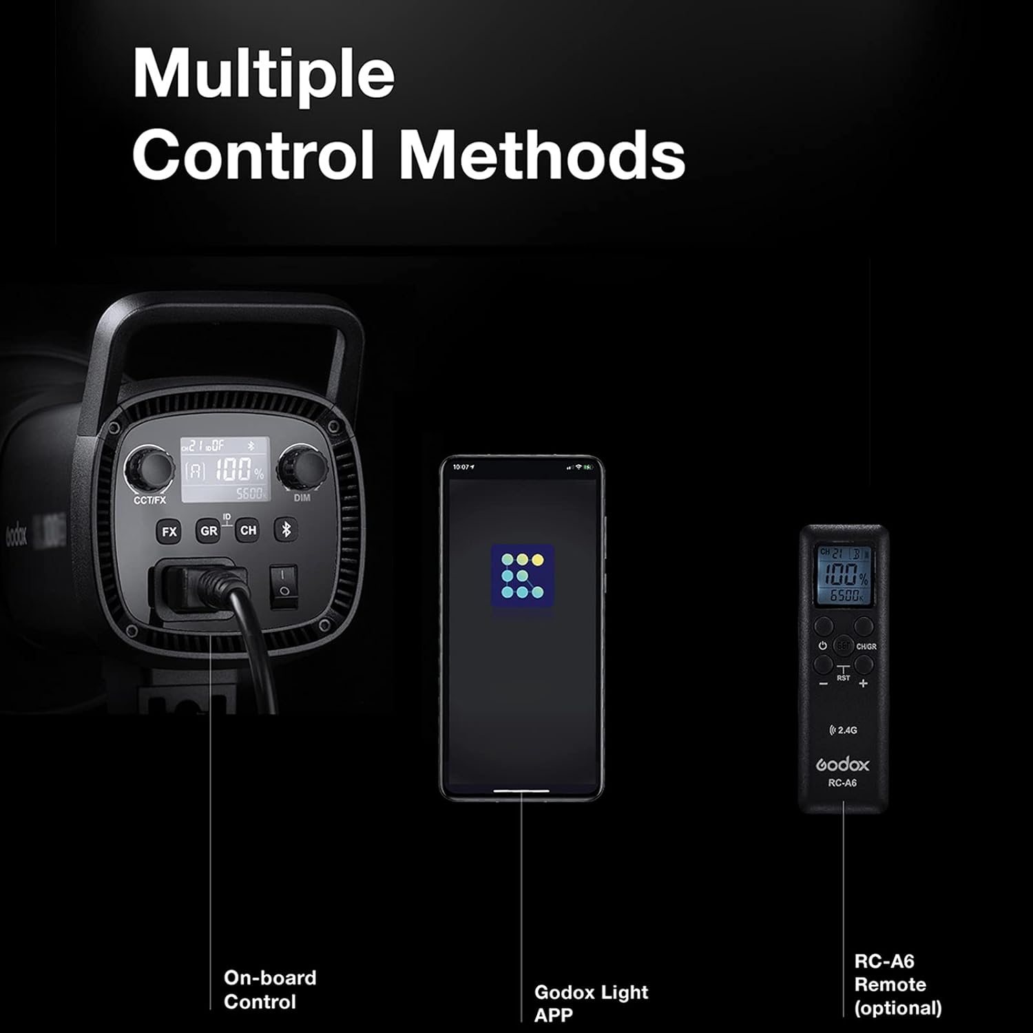 GODOX SL100D luce LED 100W 5600K 8 effetti FX CRI96+ TLCI97+, APP/2.4G Wireless, attacco Bowens