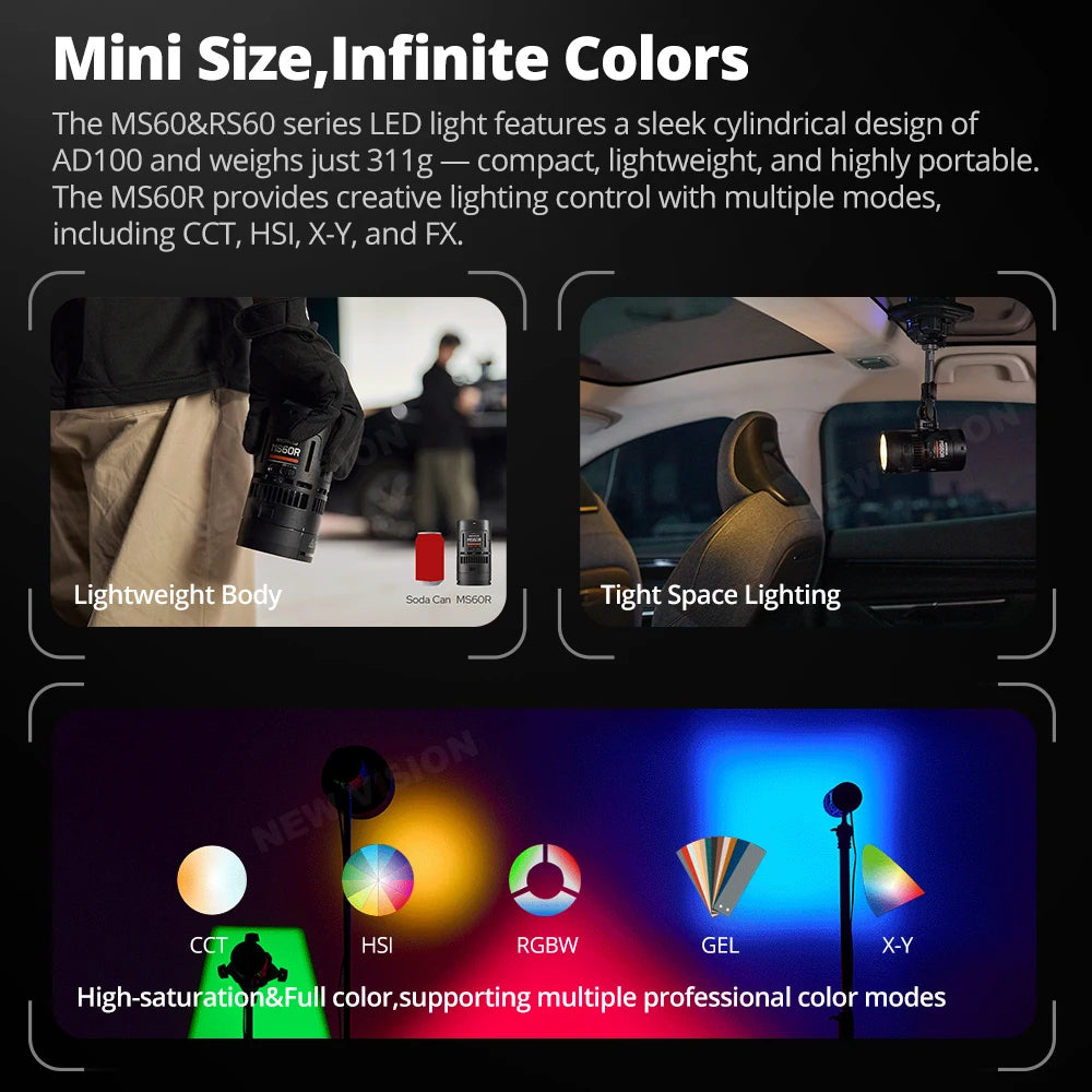 Godox RS60R RS60Bi 60W RGB LED da 1800 a 10000K CRI95+ 14 effetti per riprese cinematografiche