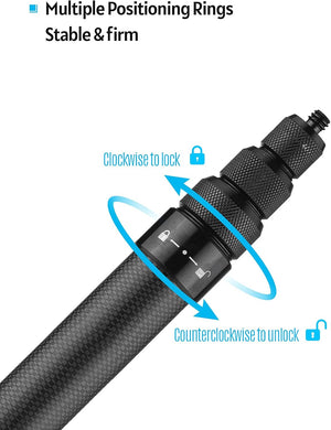Take® Asta in Carbonio Regolabile Fino A 3mt con Collegamento 1/4 per Fotocamere Gopro Insta360 - foto prodotto Giordano Photo