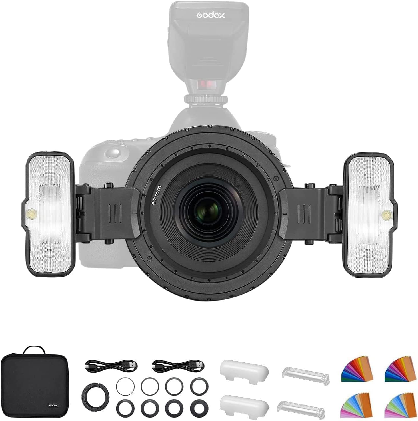 Godox MF12-K2 Flash macro da 12 W, kit flash a due luci per fotocamera, wireless 2,4G, TTL/M