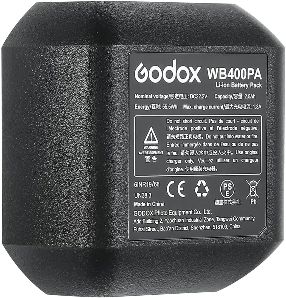 Godox WB400P Batteria Compatibile con Godox AD400 Pro con DC 21.6V 2600mAh 56.16Wh.