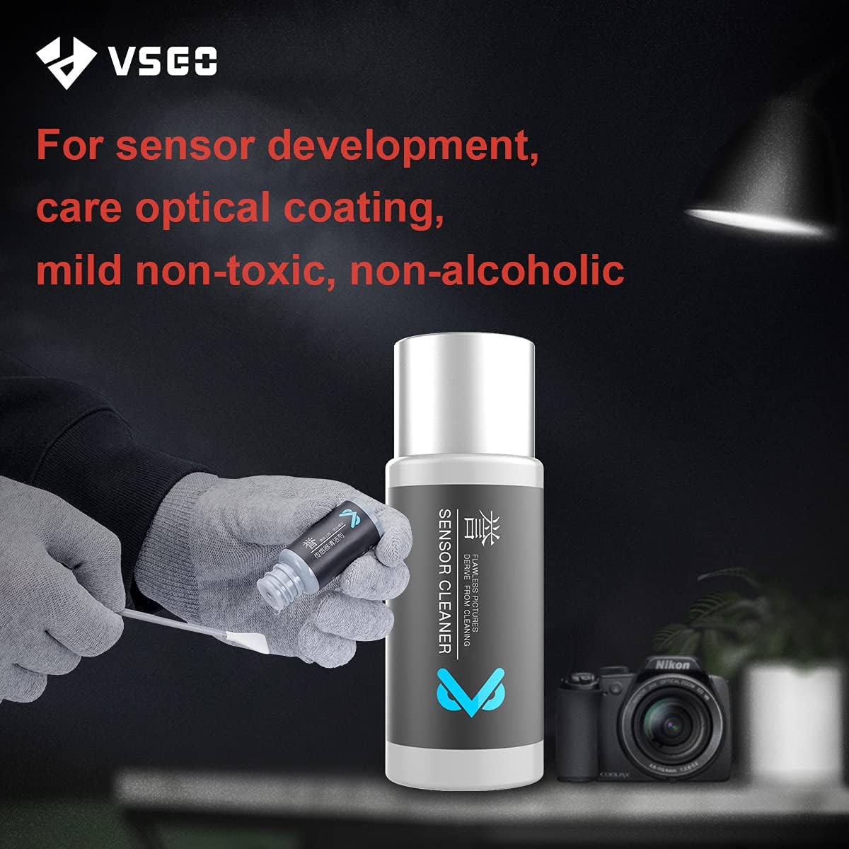 VSGO Vs S04E Kit Pulizia Sensore per Mirrorless Medio Formato 12 Tamponi 34mm Liquido 10mm