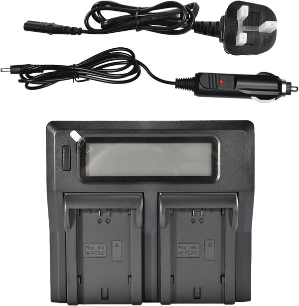Take LCD caricabatterie doppio con display per batterie Sony FZ100