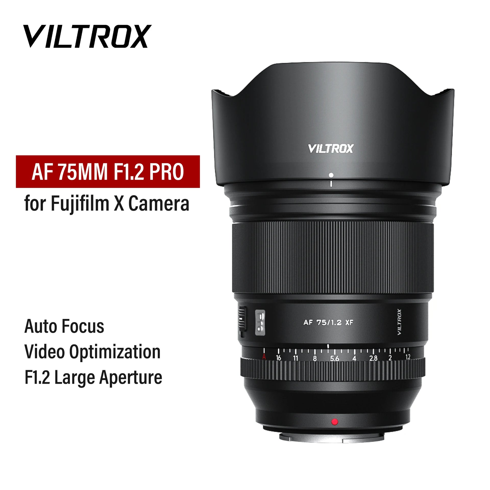 Obiettivo Viltrox 75mm F/1.2 Auto Focus con attacco per Sony FE, Fujifilm X e Nikon Z