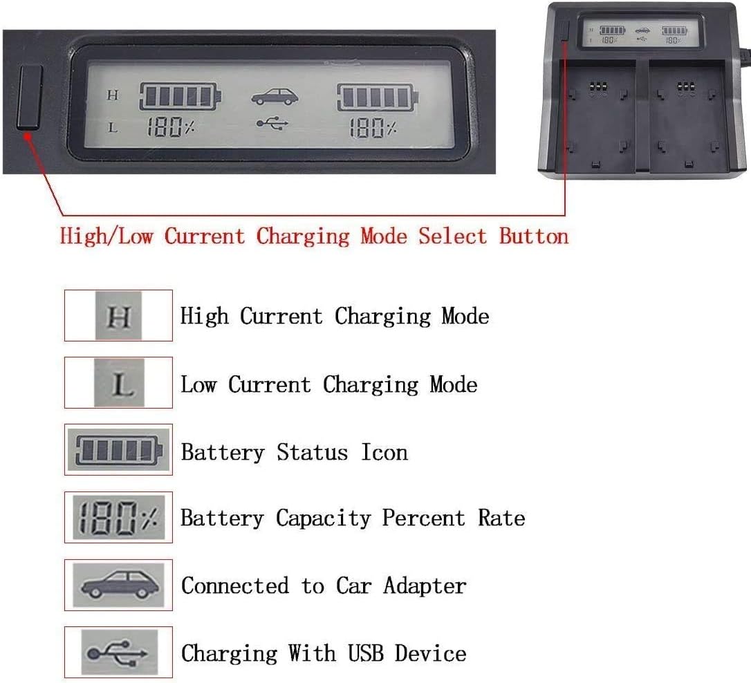Take LCD Caricabatterie Doppio con Display per Batterie Sony FZ100